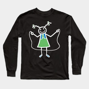 Funny Rope Skipping Stick Girl Children Sports Party Gift Long Sleeve T-Shirt